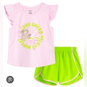 Bebe Pink & Green Shorts Active Outfit